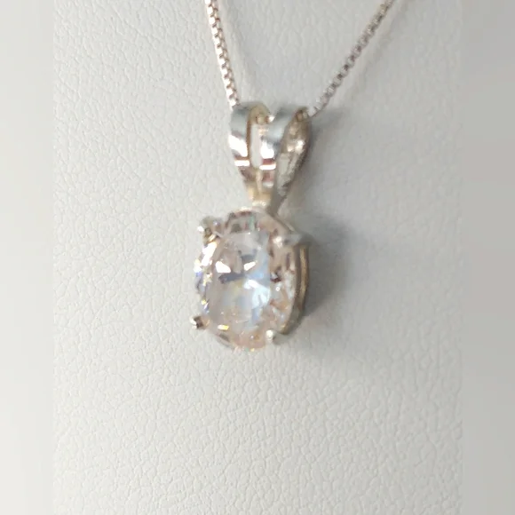 CLOSEOUT--Gorgeous CZ Solitaire necklace - Picture 2 of 5